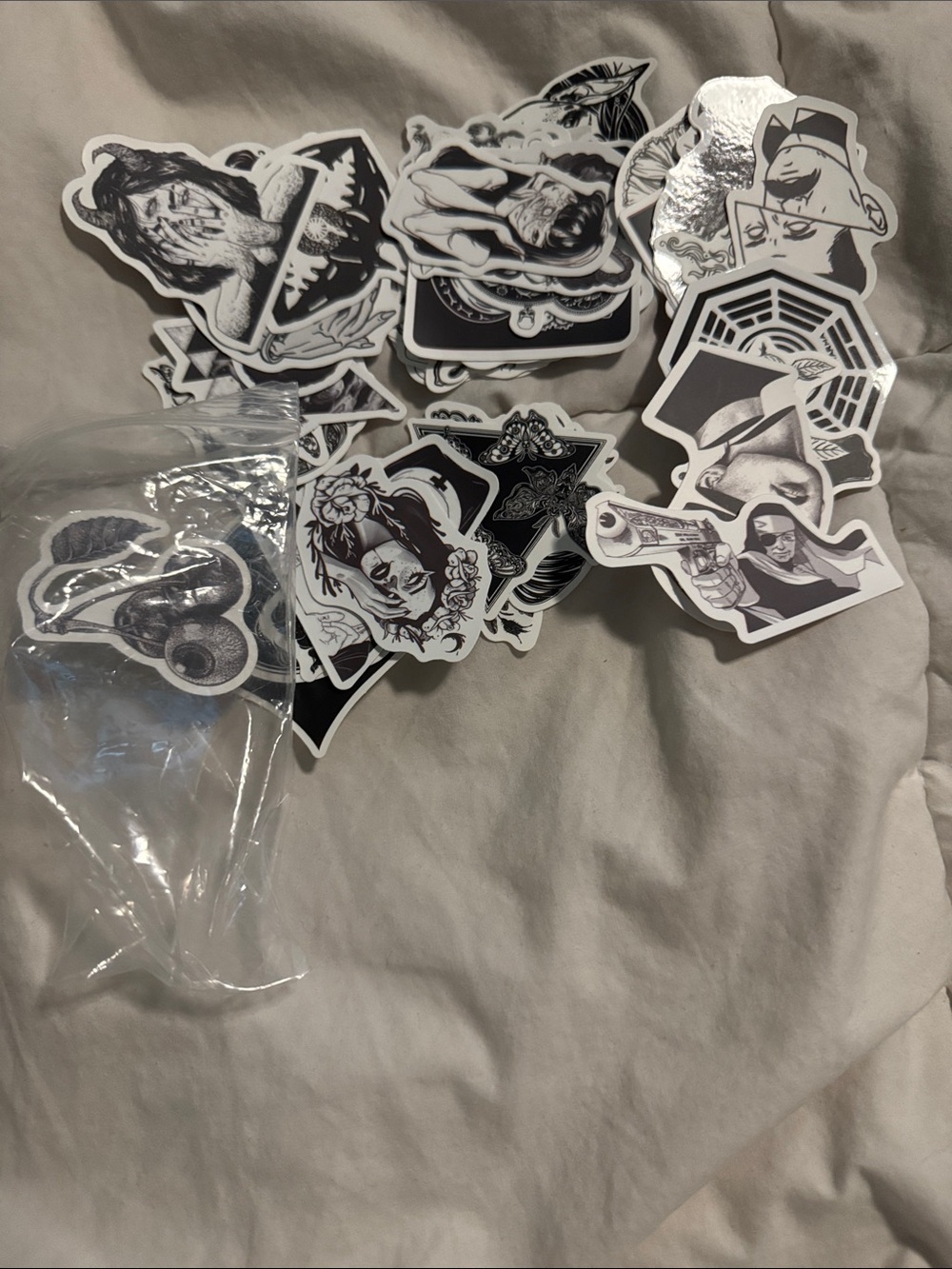 Black & White Vinyl Sticker Pack - Dark Art Graphics